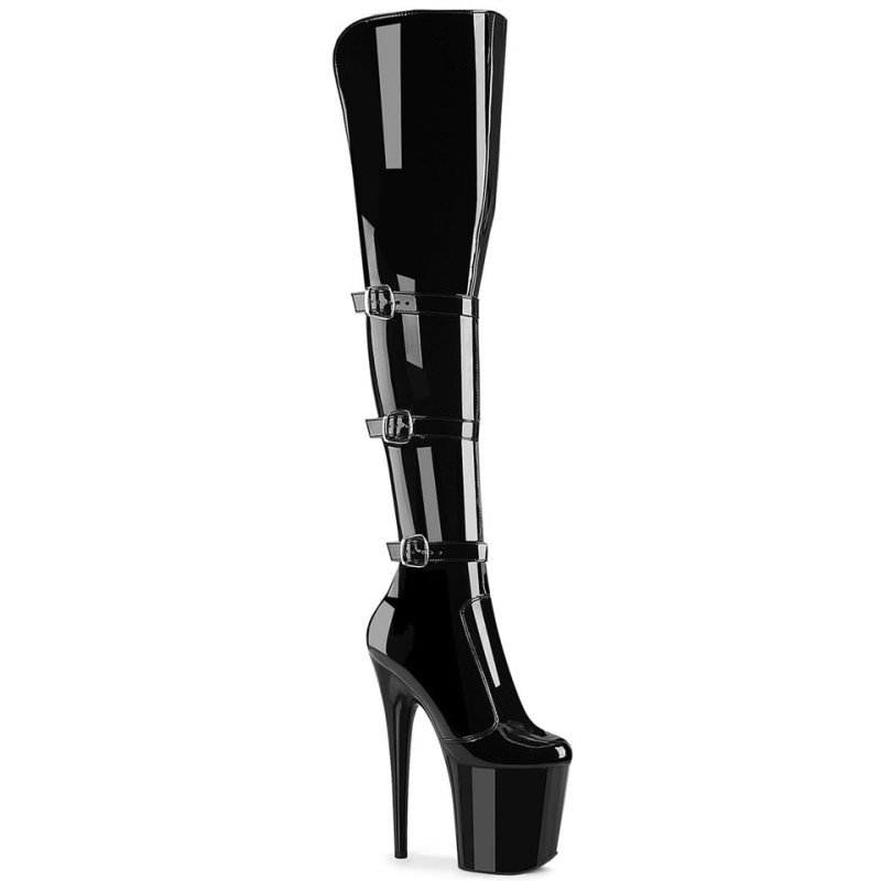 Pleaser Flamingo-3018 Overknee Stiefel Damen Schwarz | JUDHPIMFO