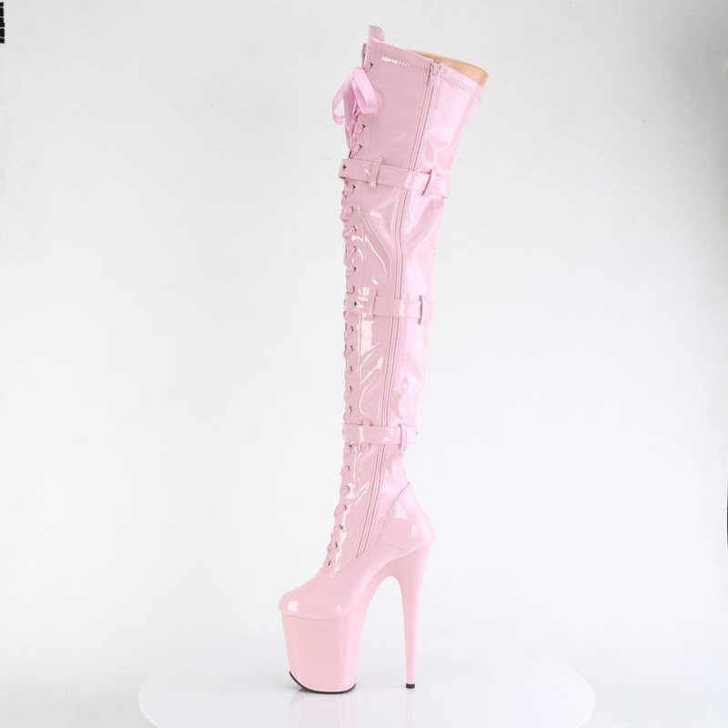 Pleaser Flamingo-3028 Overknee Stiefel Damen Rosa | ZVSLIGKFE