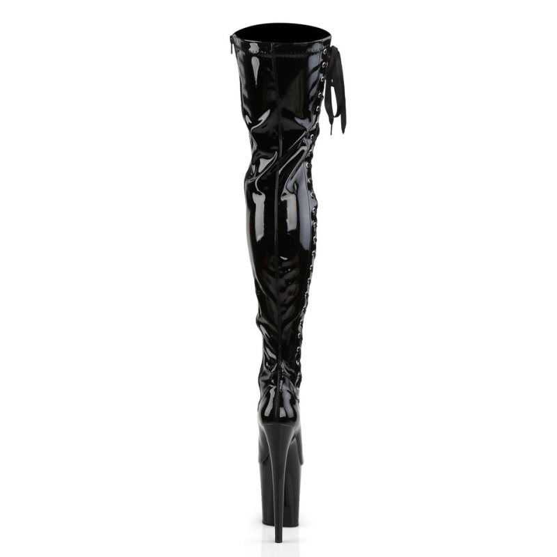 Pleaser Flamingo-3050 Overknee Stiefel Damen Schwarz | UMVHLQDYH