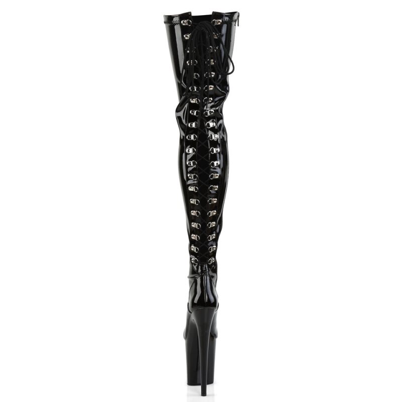 Pleaser Flamingo-3063 Overknee Stiefel Damen Schwarz | LCPYTVAQJ