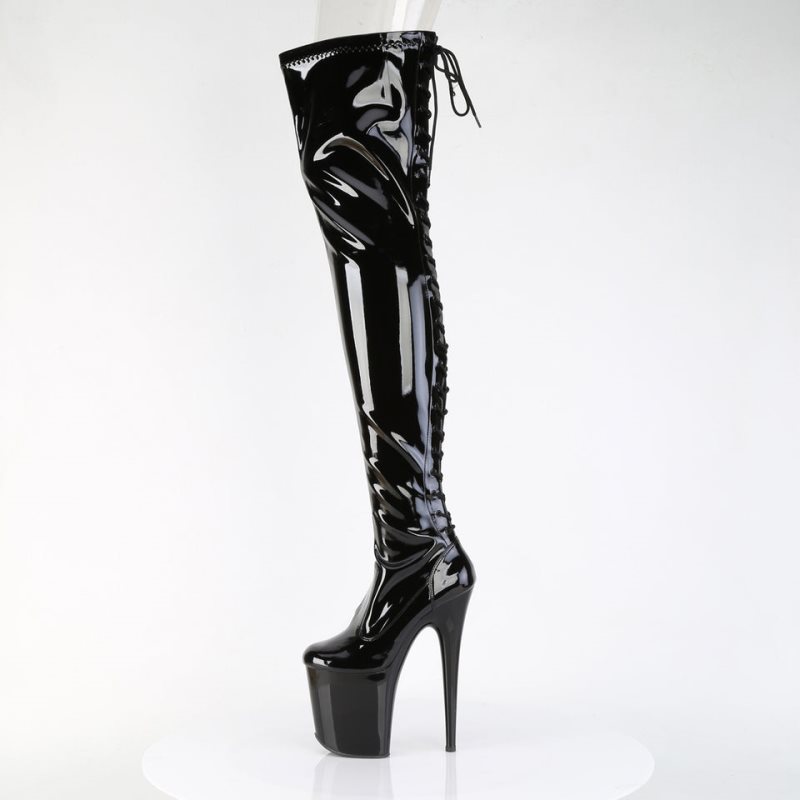 Pleaser Flamingo-3850 Overknee Stiefel Damen Schwarz | WXHEAMRGS