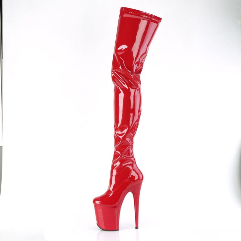 Pleaser Flamingo-4000 Overknee Stiefel Damen Rot | MGFVGKAHF