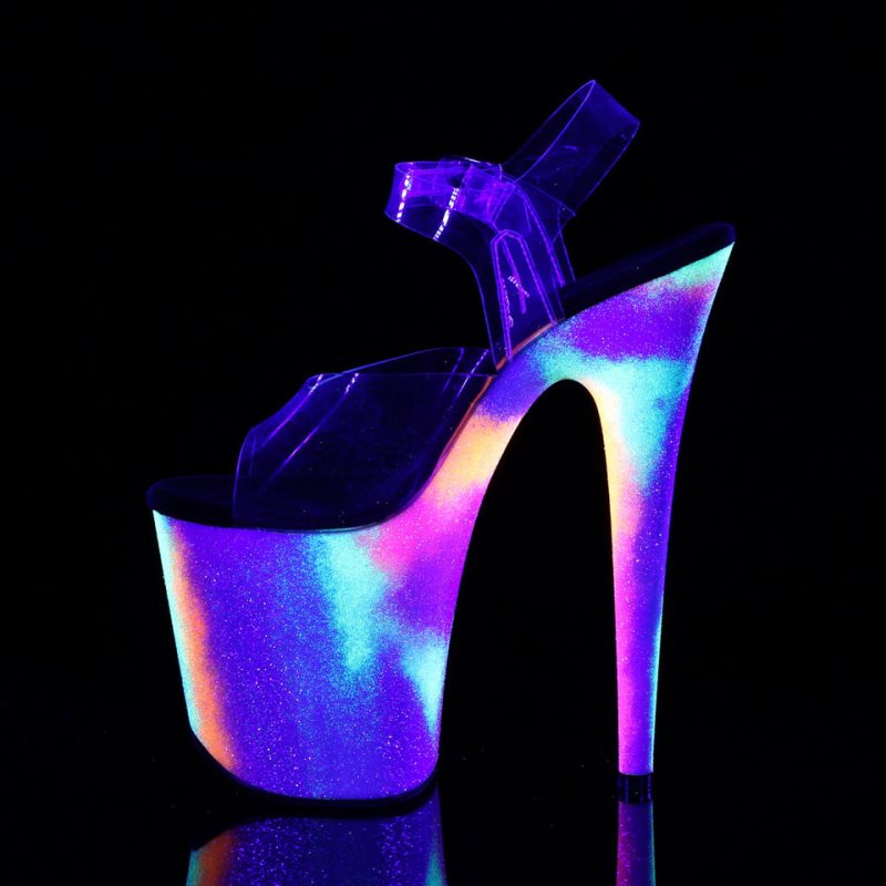 Pleaser Flamingo-808GXY Neon Plateau High Heels Damen Clear | AXPKEMLWJ