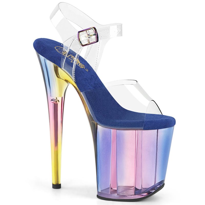 Pleaser Flamingo-808HT Plateau High Heels Damen Blau | PXWAEQGTM