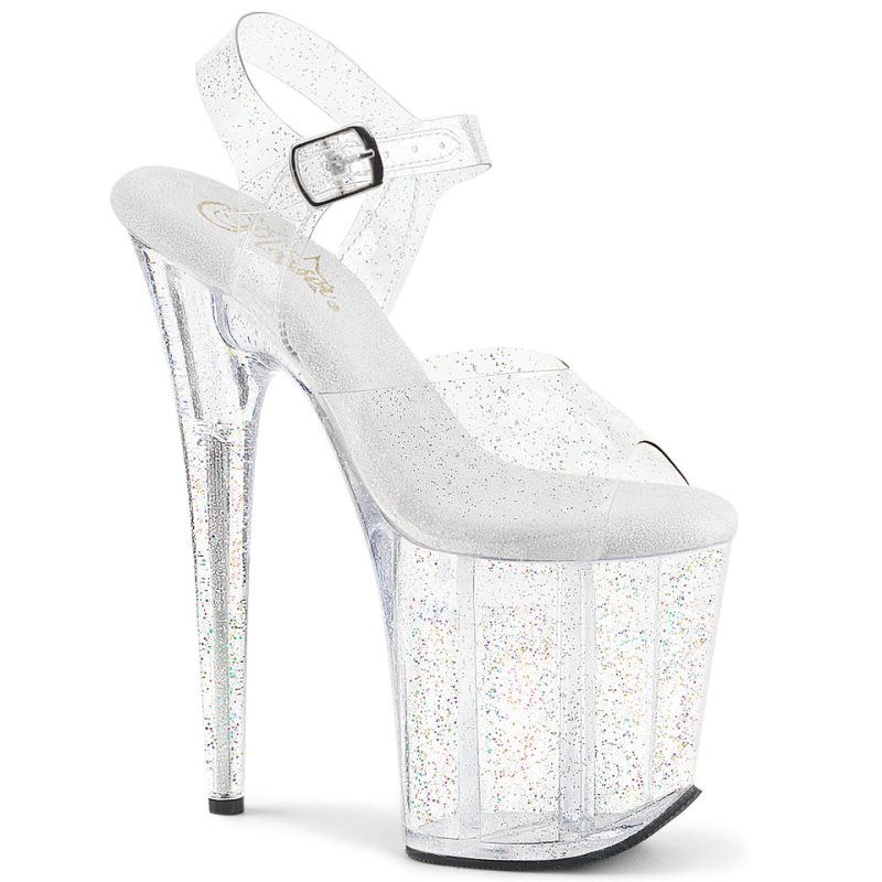 Pleaser Flamingo-808MMG Plateau High Heels Damen Clear | LXKVMLGHJ