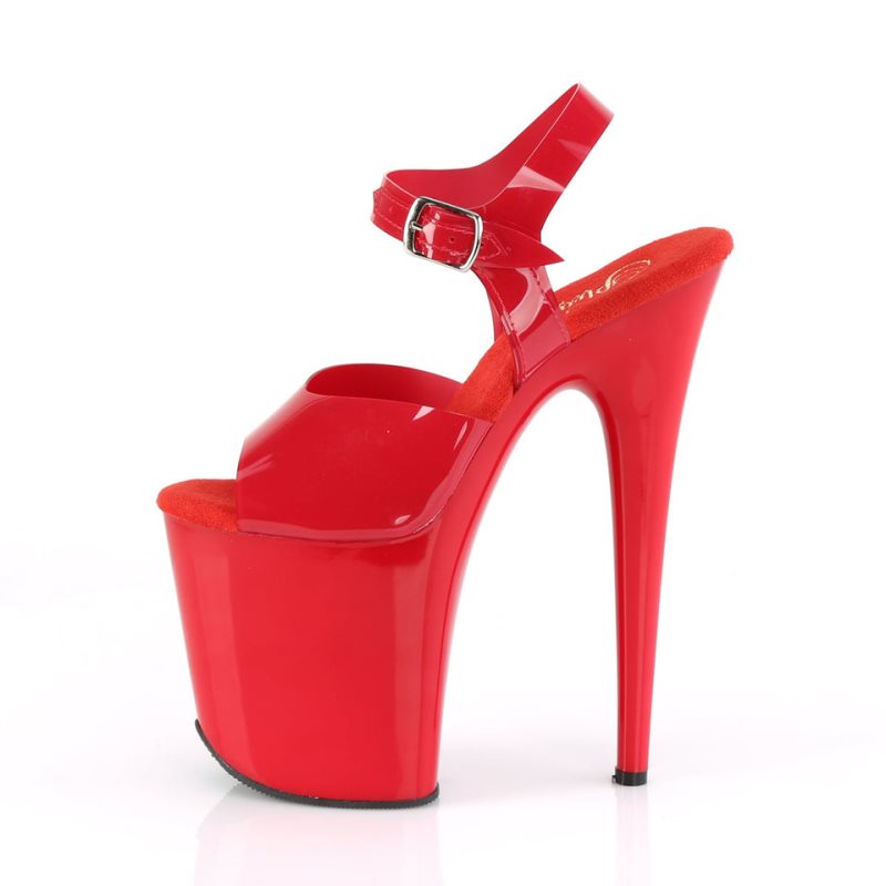 Pleaser Flamingo-808N Plateau High Heels Damen Rot | IVBQCUAVH