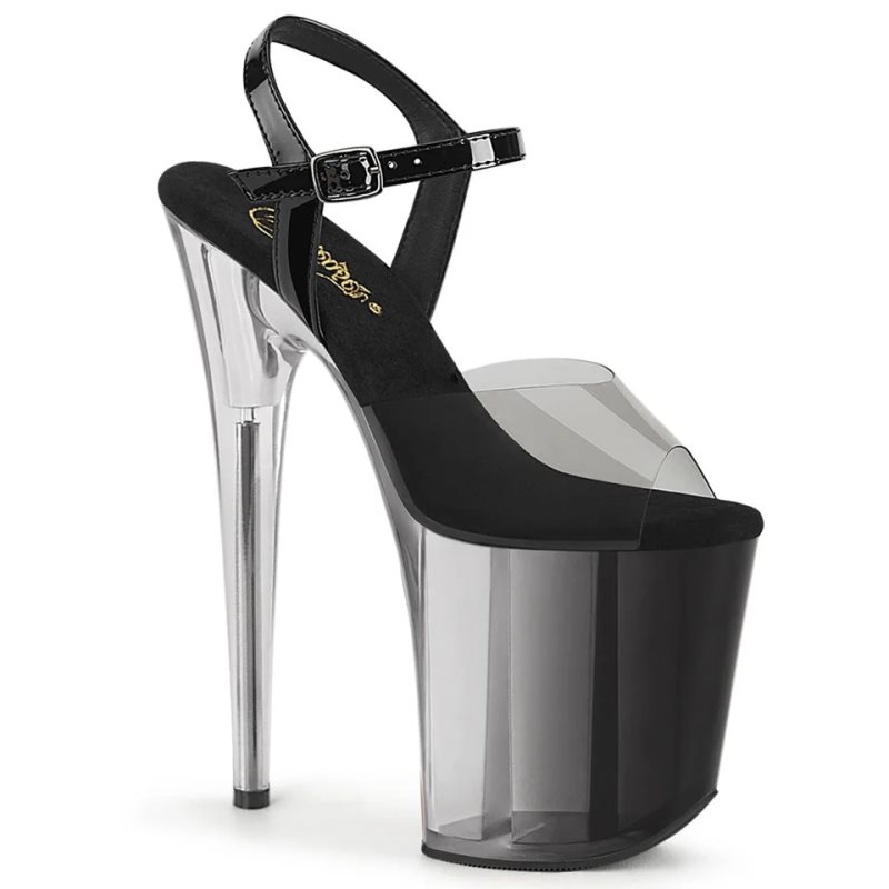 Pleaser Flamingo-808T-1 Plateau High Heels Damen Grau Schwarz | BXRMKULOM