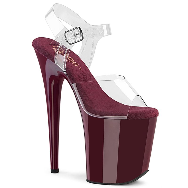 Pleaser Flamingo-808 Plateau High Heels Damen Bordeaux | DAGMXYJGR