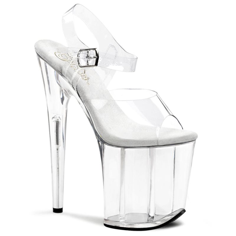 Pleaser Flamingo-808 Plateau High Heels Damen Clear | LWGEGJWCI