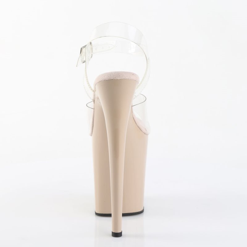 Pleaser Flamingo-808 Plateau High Heels Damen Beige | EKSAOPJXQ