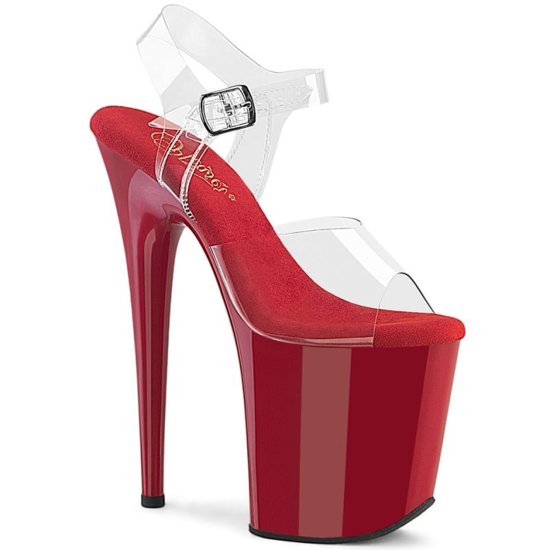 Pleaser Flamingo-808 Plateau High Heels Damen Rot | RDULOKDRA