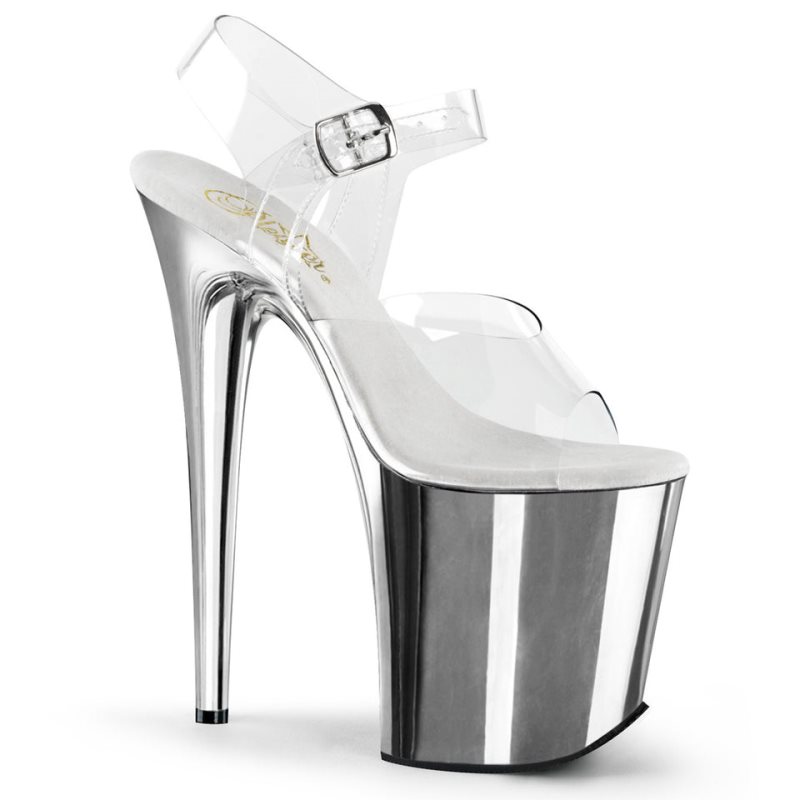 Pleaser Flamingo-808 Plateau High Heels Damen Silber | VSTLKADVT