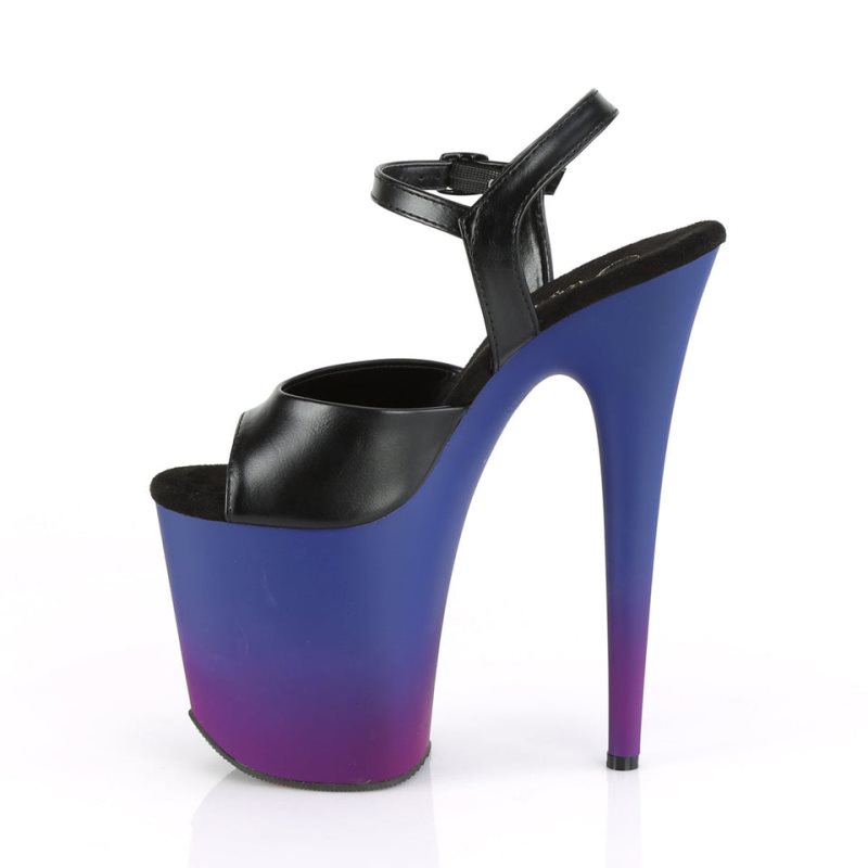 Pleaser Flamingo-809BP Vegan Leather Plateau High Heels Damen Schwarz Blau | LGTRXEOZJ