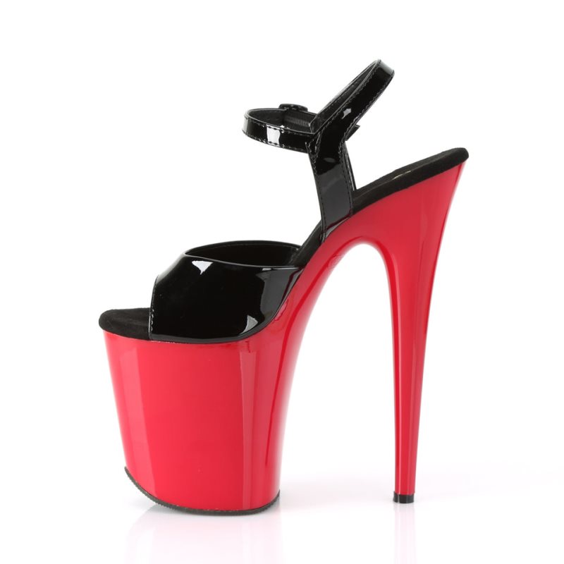 Pleaser Flamingo-809 Plateau High Heels Damen Schwarz Rot | NIYWEGCTA