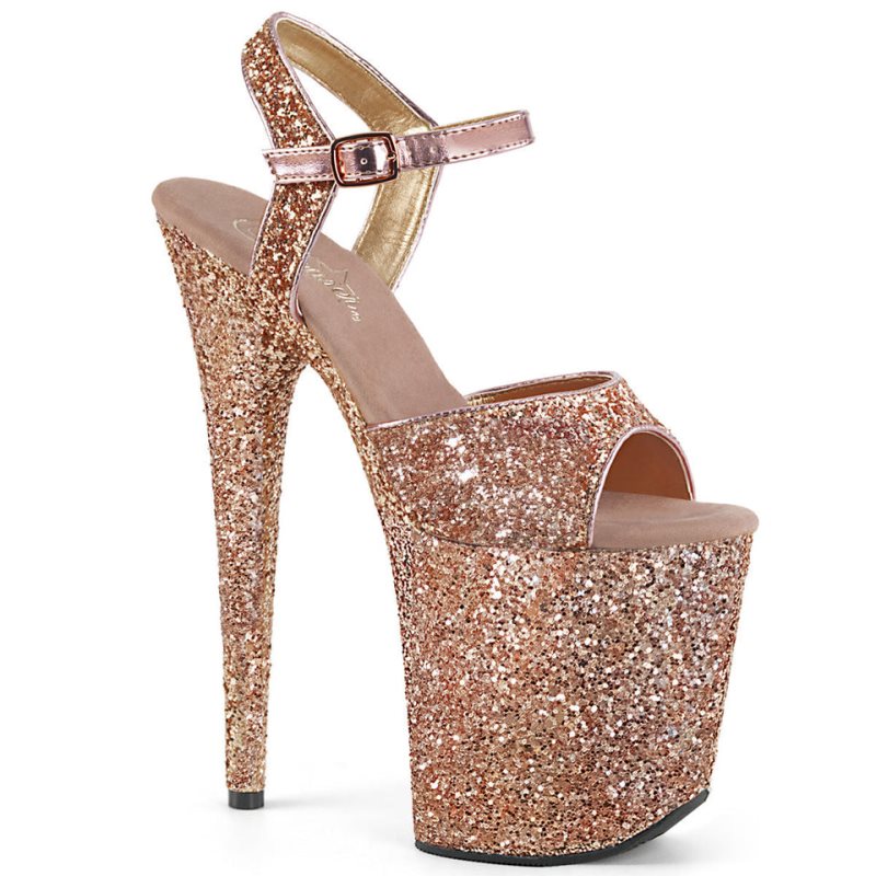 Pleaser Flamingo-810LG Plateau High Heels Damen Rosa Gold | JGKHBRGTS