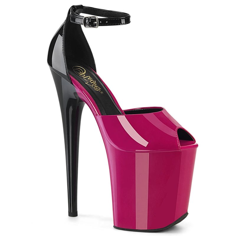 Pleaser Flamingo-868 Plateau High Heels Damen Rosa Schwarz | FJVXPKBJC