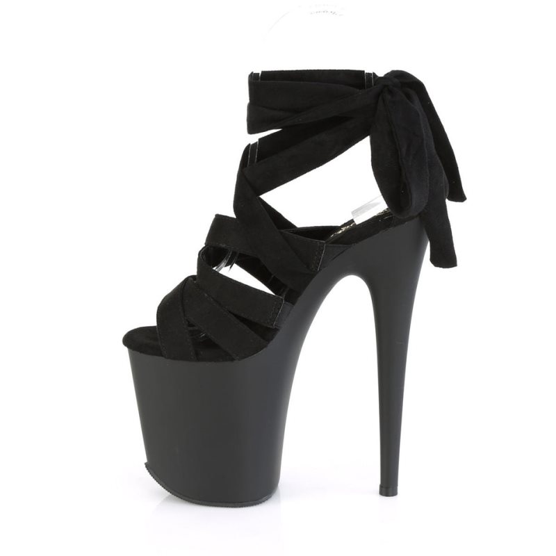 Pleaser Flamingo-876 Suede Plateau High Heels Damen Schwarz | KGIZOWPJE