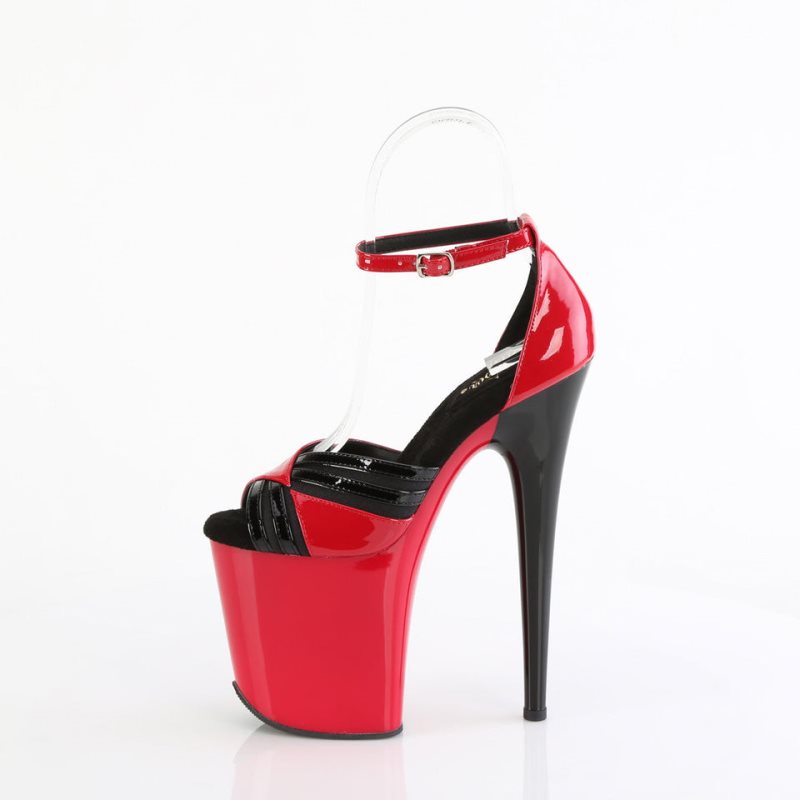 Pleaser Flamingo-884 Plateau High Heels Damen Rot Schwarz | JATWGAYKJ