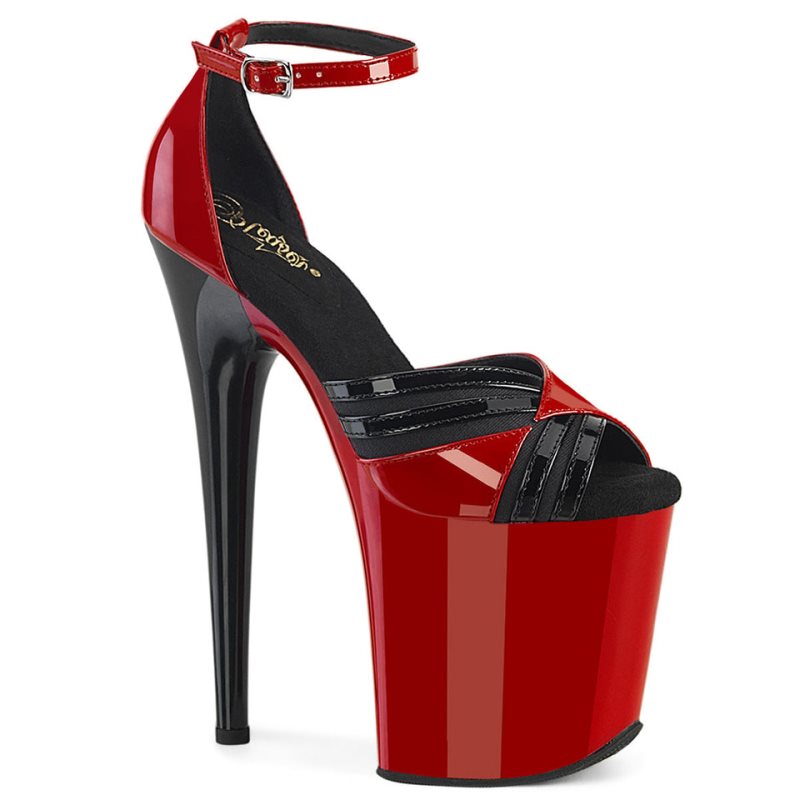 Pleaser Flamingo-884 Plateau High Heels Damen Rot Schwarz | JATWGAYKJ