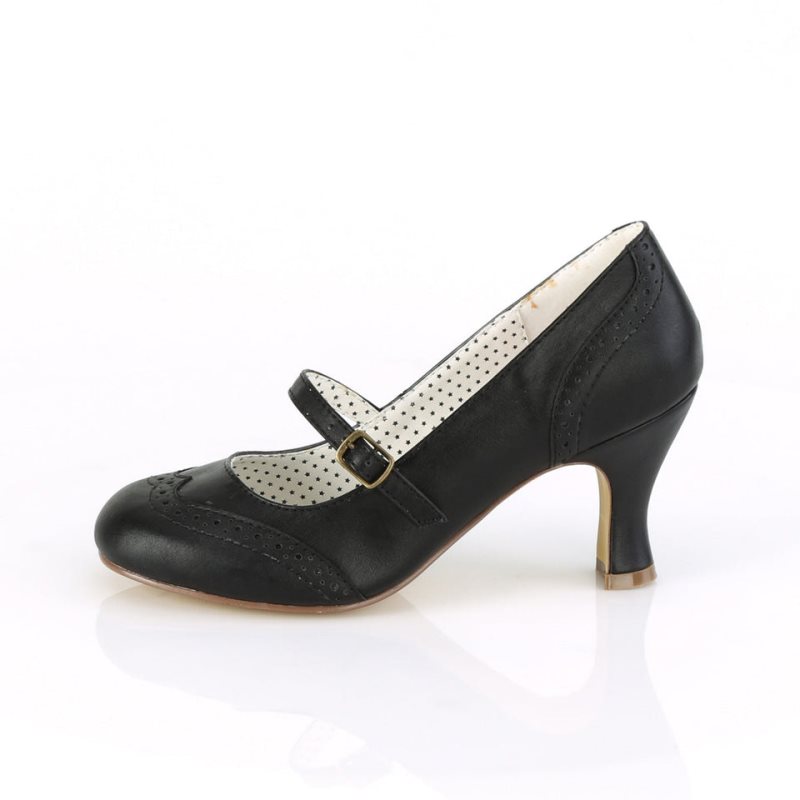 Pleaser Flapper-32 Vegan Leather Pumps Damen Schwarz | NZQXYGJVC