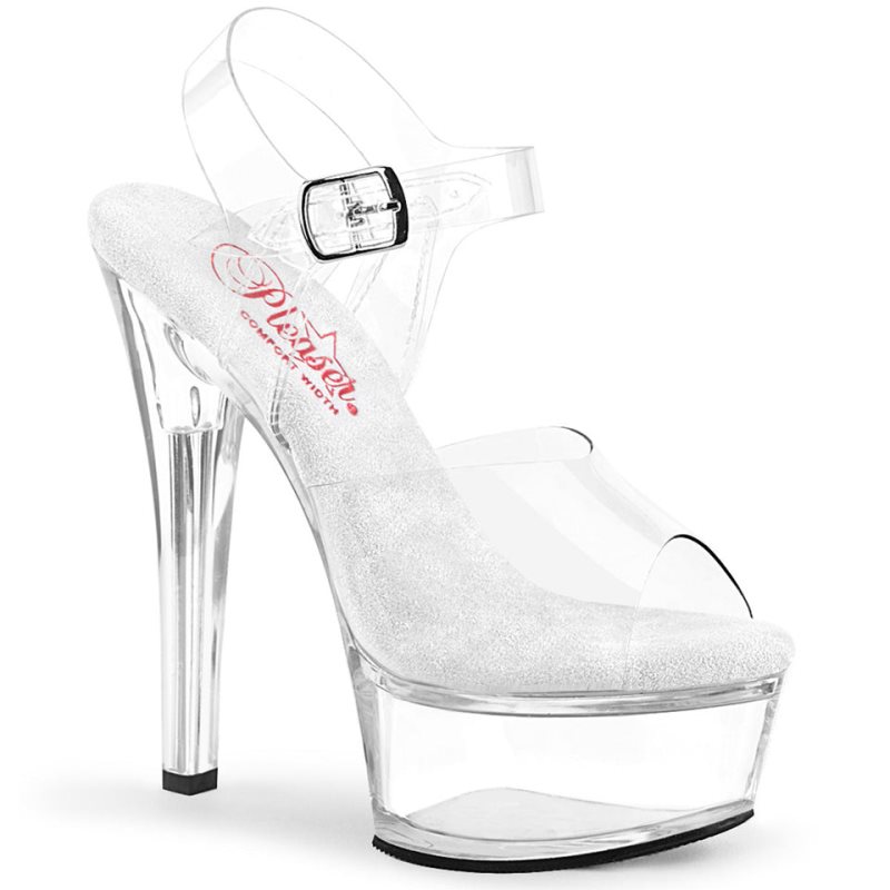 Pleaser Gleam-608 Plateau High Heels Damen Clear | TMOJQCKBE