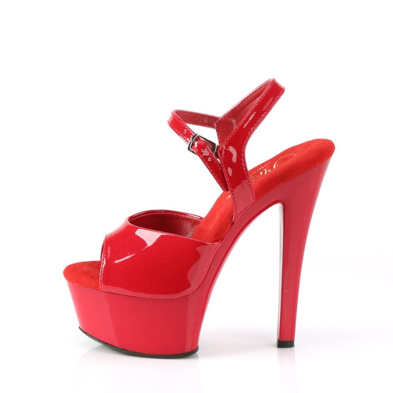 Pleaser Gleam-609 Plateau High Heels Damen Rot | FNYZBJUMW