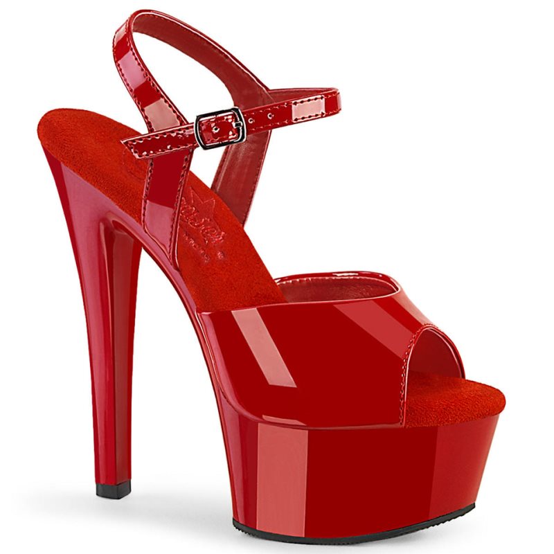 Pleaser Gleam-609 Plateau High Heels Damen Rot | FNYZBJUMW