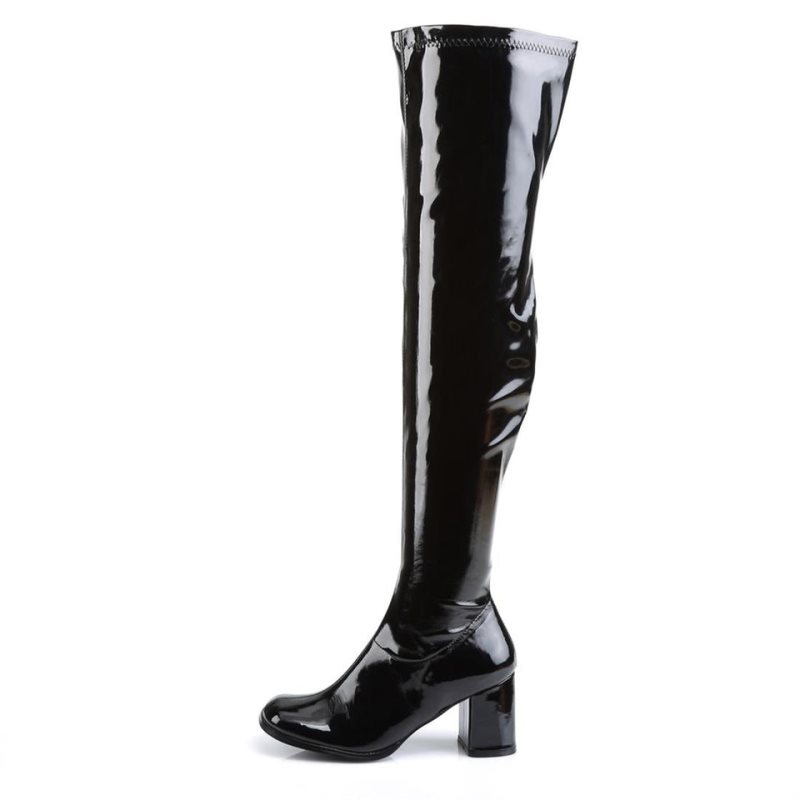 Pleaser Gogo-3000 Overknee Stiefel Damen Schwarz | CEVIKTOLE