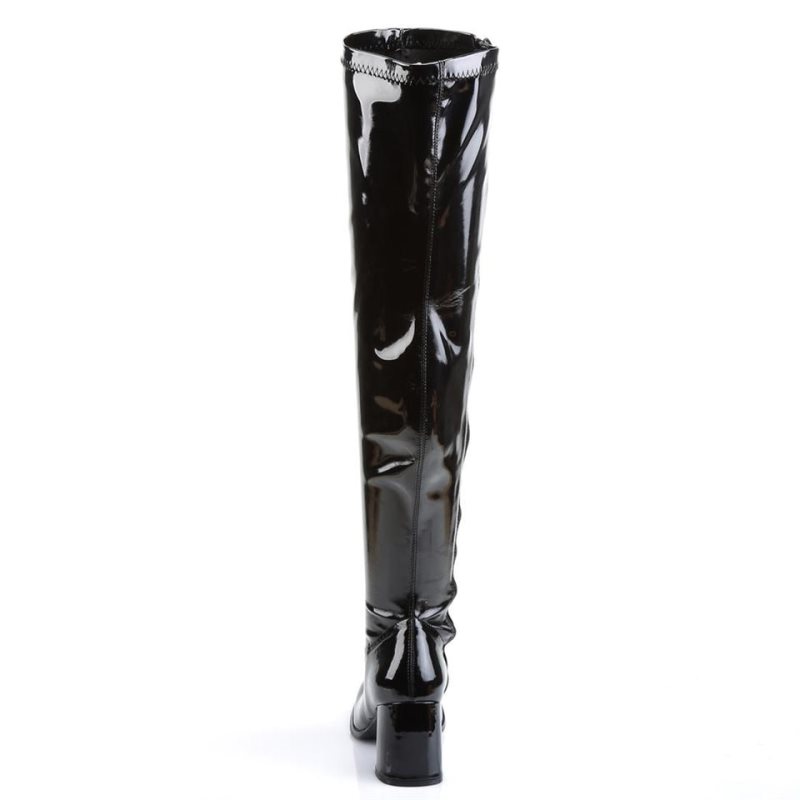 Pleaser Gogo-3000 Overknee Stiefel Damen Schwarz | CEVIKTOLE