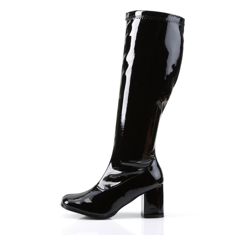 Pleaser Gogo-300WC Kniehohe Stiefel Damen Schwarz | GDSFTBCHP