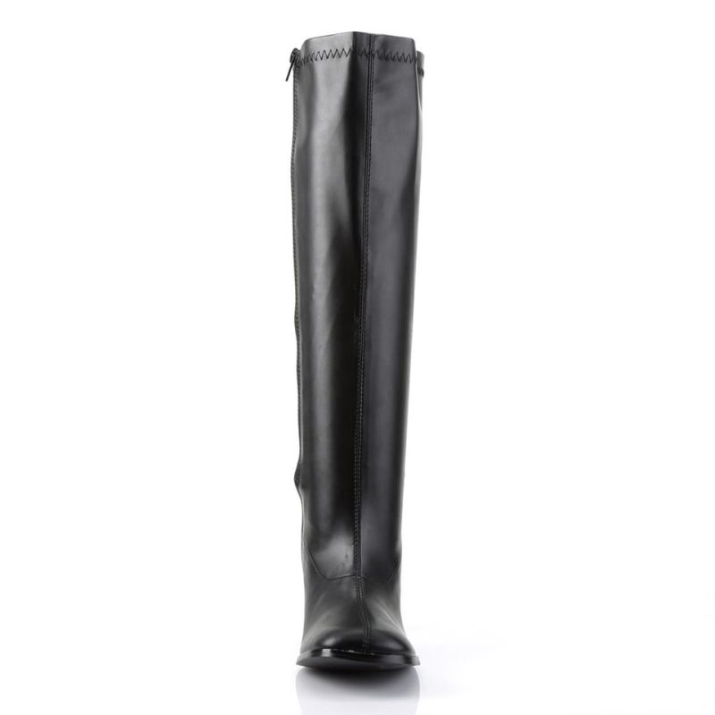 Pleaser Gogo-300WC Vegan Leather Kniehohe Stiefel Damen Schwarz | HIZCLYNZH