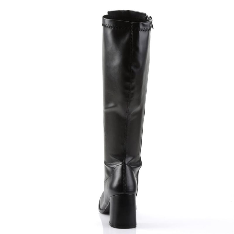 Pleaser Gogo-300WC Vegan Leather Kniehohe Stiefel Damen Schwarz | HIZCLYNZH