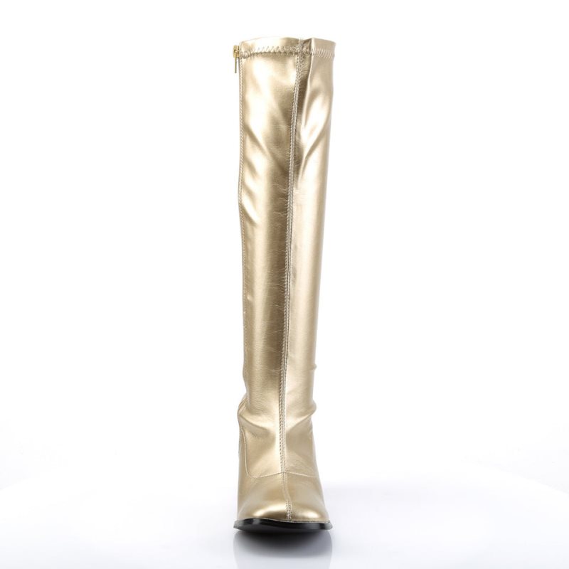 Pleaser Gogo-300 Kniehohe Stiefel Damen Gold | PWZBUSXHZ