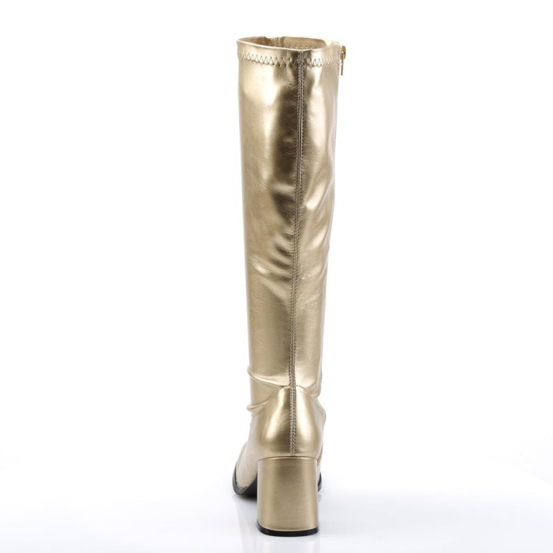 Pleaser Gogo-300 Kniehohe Stiefel Damen Gold | PWZBUSXHZ