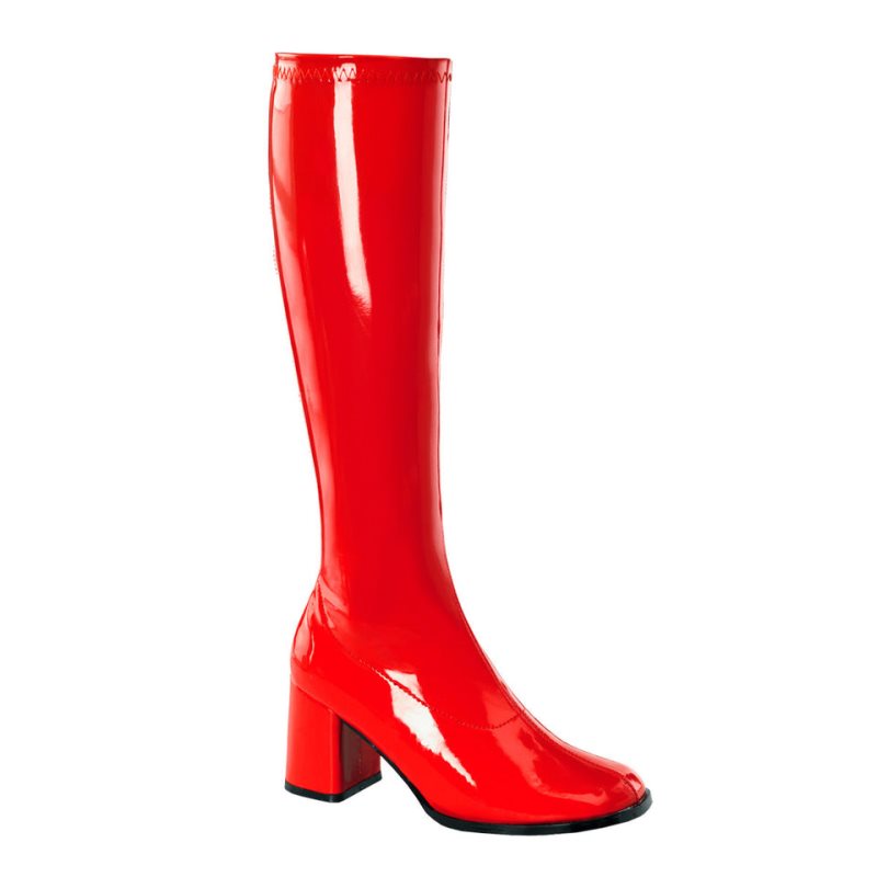 Pleaser Gogo-300 Kniehohe Stiefel Damen Rot | WELVOVBMQ