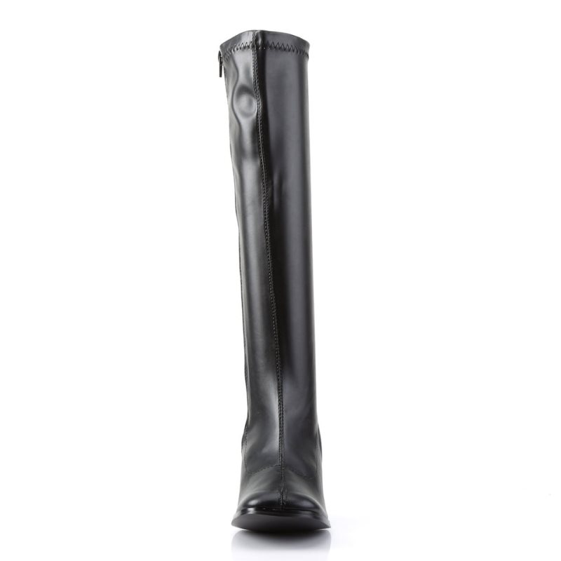 Pleaser Gogo-300 Vegan Leather Kniehohe Stiefel Damen Schwarz | NFHTZINLD