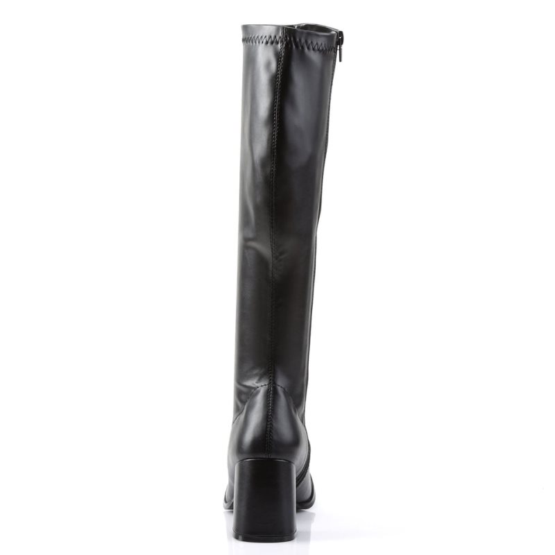 Pleaser Gogo-300 Vegan Leather Kniehohe Stiefel Damen Schwarz | NFHTZINLD