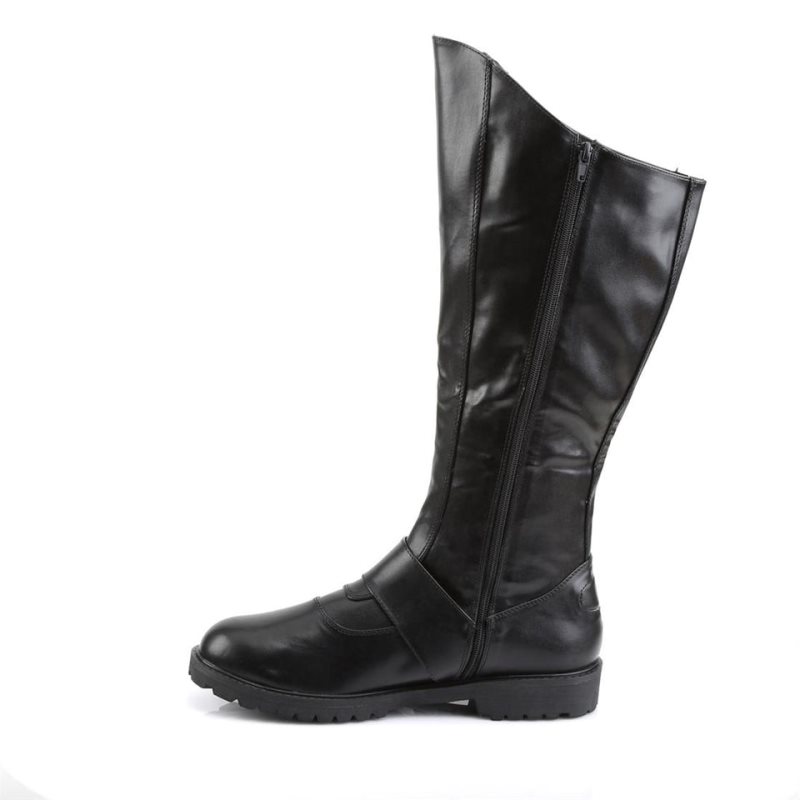 Pleaser Gotham-100 Vegan Leather Kniehohe Stiefel Herren Schwarz | RACGQZSIO