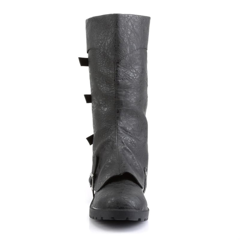 Pleaser Gotham-105 Vegan Leather Kniehohe Stiefel Herren Schwarz | ACGEGMSWL