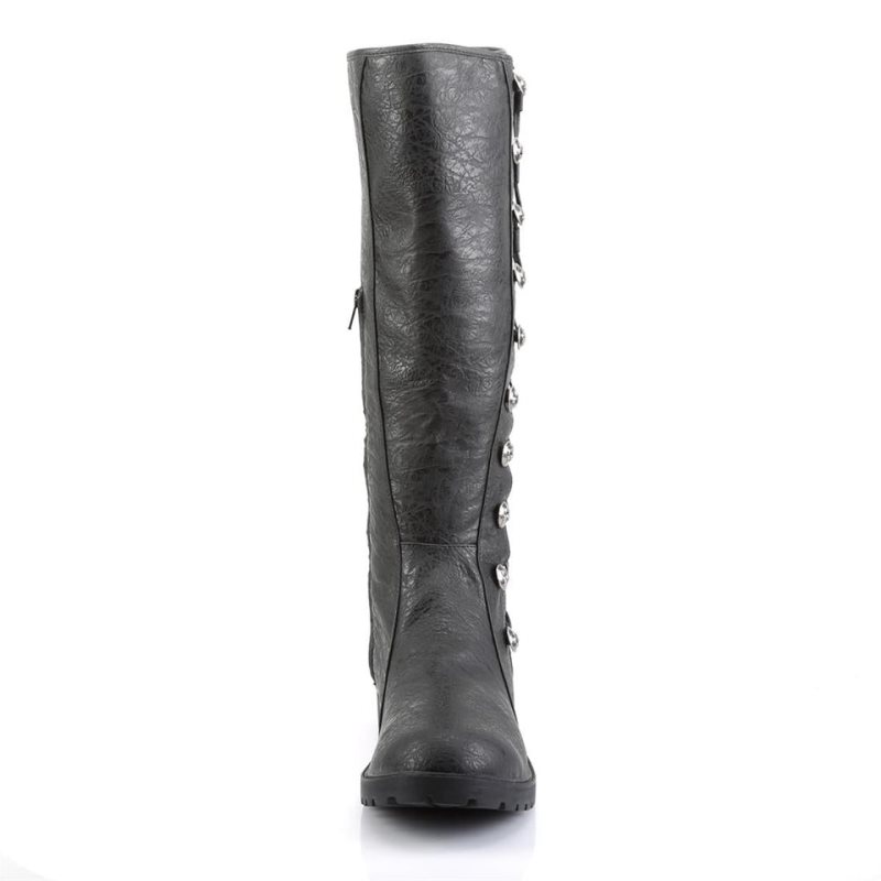 Pleaser Gotham-109 Vegan Leather Kniehohe Stiefel Herren Schwarz | HZMAOQWZI