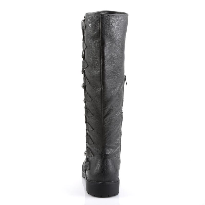 Pleaser Gotham-109 Vegan Leather Kniehohe Stiefel Herren Schwarz | HZMAOQWZI