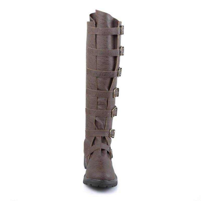 Pleaser Gotham-110 Kniehohe Stiefel Herren Braun | ULZTOMZLT