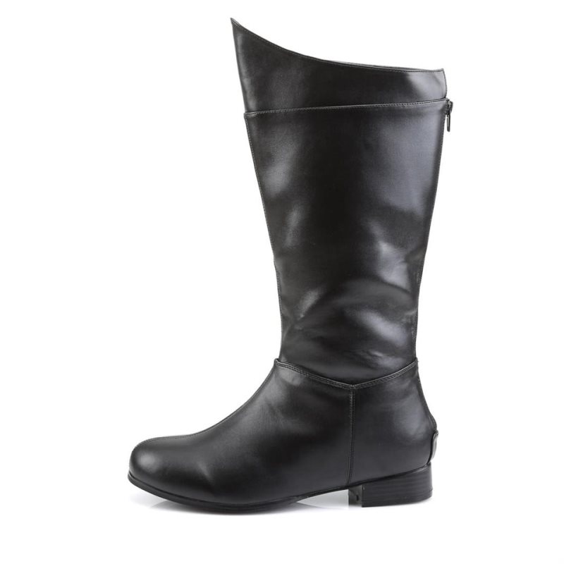 Pleaser Hero-100 Vegan Leather Kniehohe Stiefel Herren Schwarz | YISUUBWYE