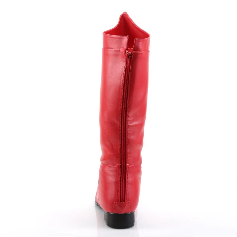 Pleaser Hero-100 Vegan Leather Kniehohe Stiefel Herren Rot | TANVSLCTB