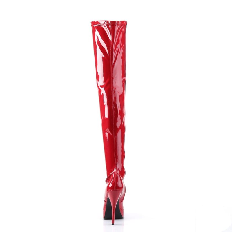 Pleaser Indulge-3000 Overknee Stiefel Damen Rot | BIOWYLQNU