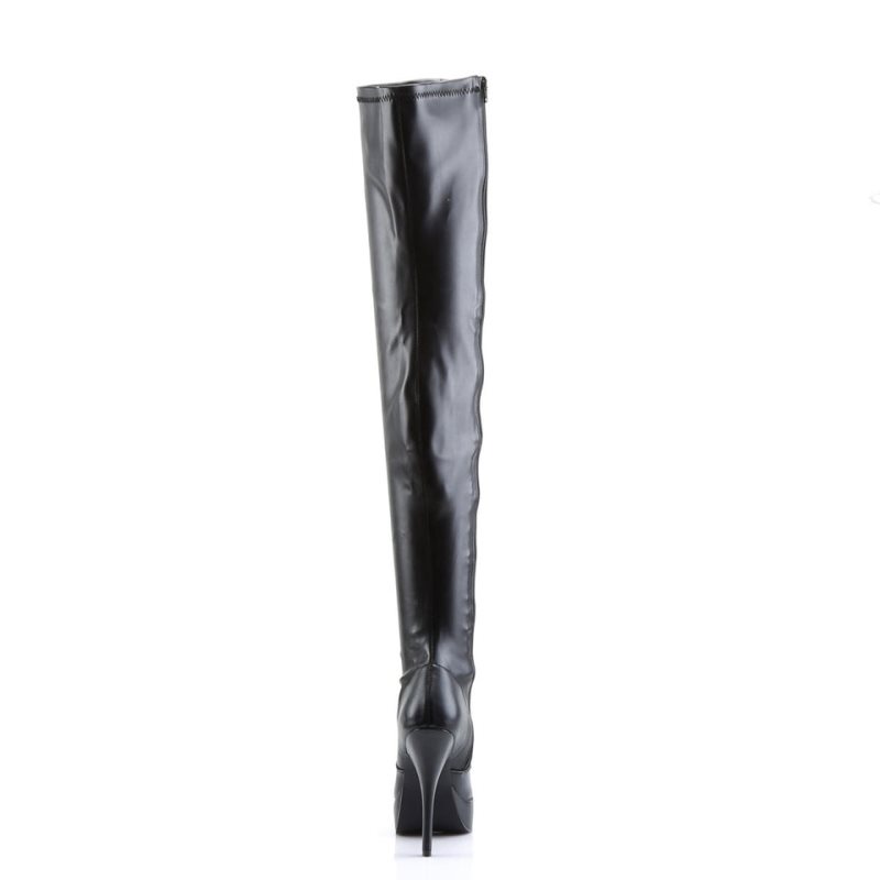 Pleaser Indulge-3000 Vegan Leather Overknee Stiefel Damen Schwarz | BKZHAHSEC