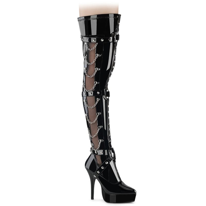 Pleaser Indulge-3026 Overknee Stiefel Damen Schwarz | KOMRYOTWP