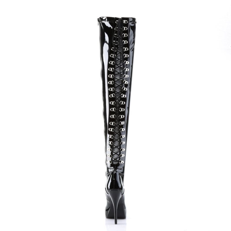 Pleaser Indulge-3063 Overknee Stiefel Damen Schwarz | YFIKBZJIQ