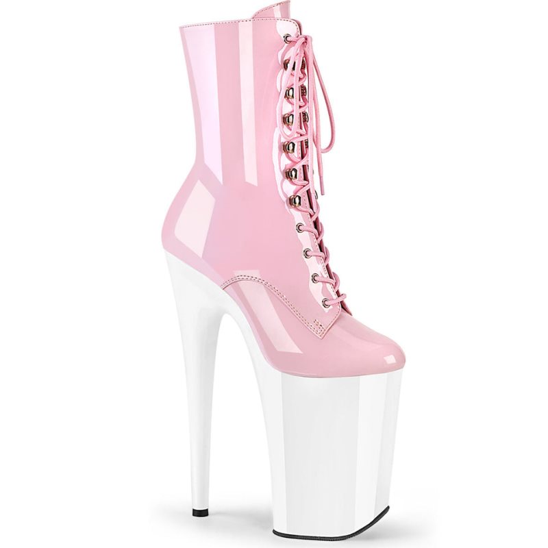 Pleaser Infinity-1020 Stiefel Damen Rosa Weiß | MAQDJVTUH