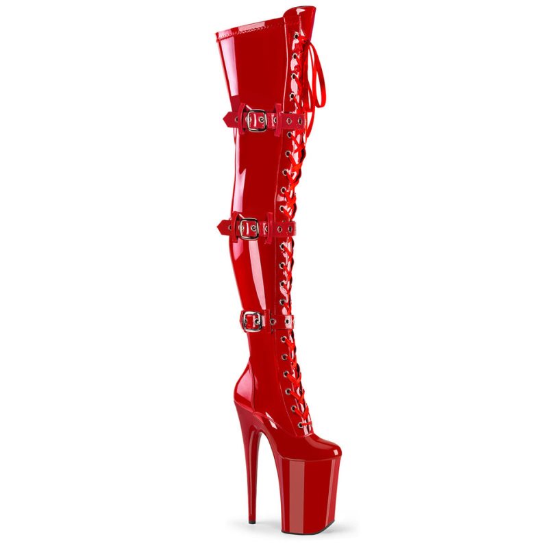 Pleaser Infinity-3028 Overknee Stiefel Damen Rot | RWPIOHRGT